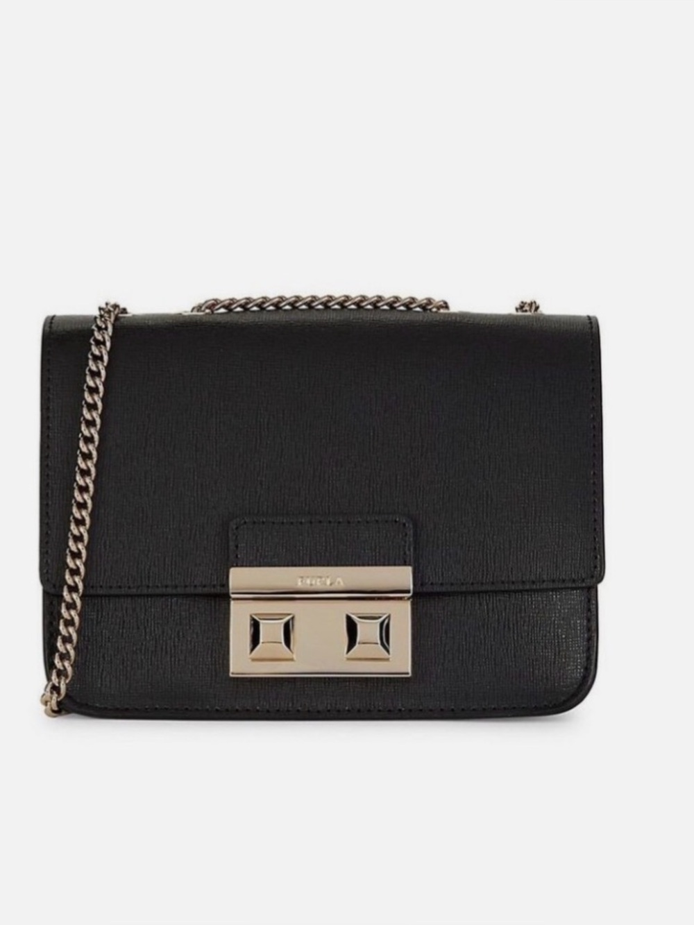 Furla Bella Mini Crossbody Bag - Black with gold hardware